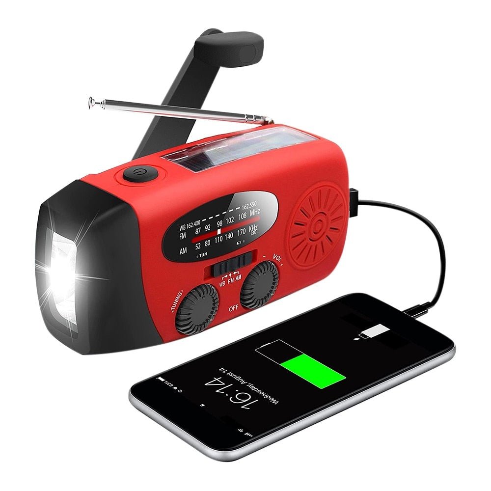Portable Solar Powered Emergency Radio Charger - Fesara