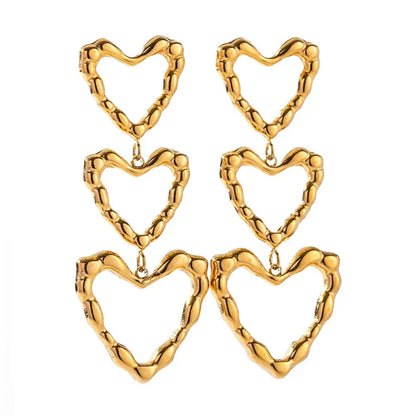 Triple Layered Heart Dangle Earrings