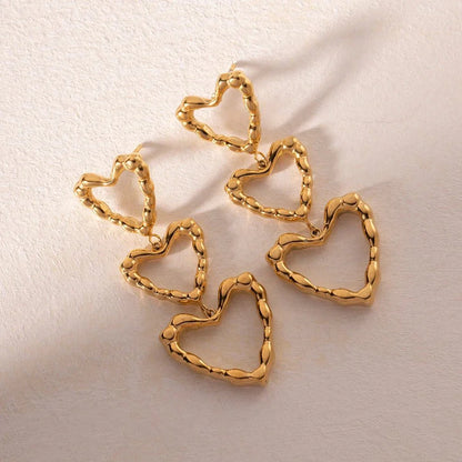 Triple Layered Heart Dangle Earrings