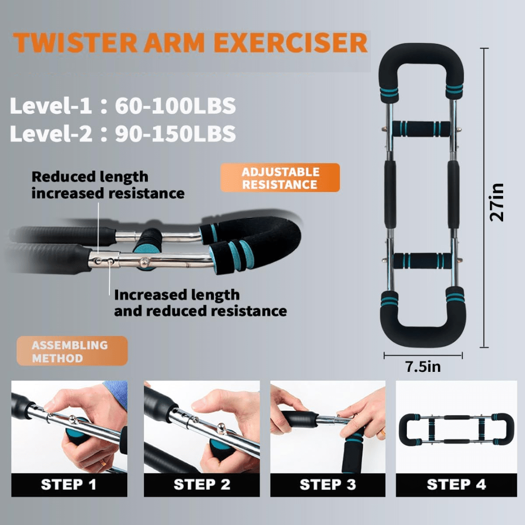 Adjustable Resistance Fitness Bar for Arms and Chest