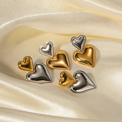 Lovely Double Heart Drop Earrings