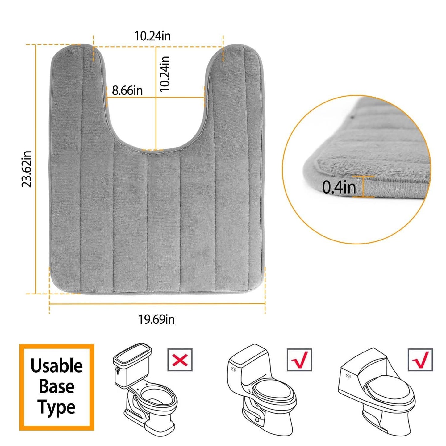 Anti-Slip U-Shaped Bathroom Floor Mat