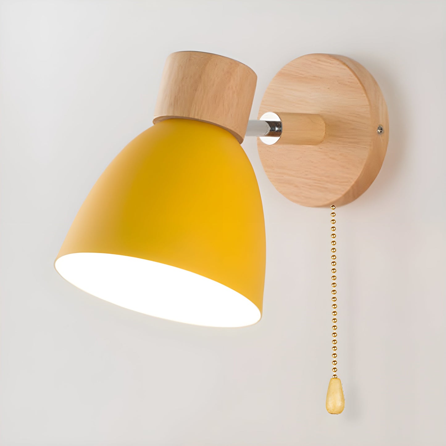 Rustic Wood Bedroom Wall Light with On/Off Switch