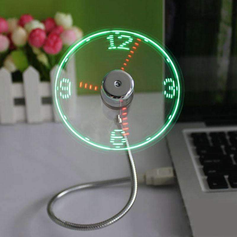 Compact LED Desk Fan Clock with USB - Fesara