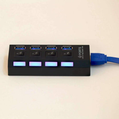 Fast USB 3.0 Hub 4 Port Adapter with Switch