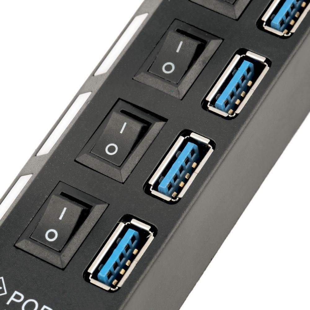 Fast USB 3.0 Hub 4 Port High Speed Adapter