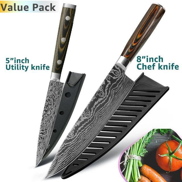Sharp Japanese Chef Santoku Knife 8 Inch Stainless Steel