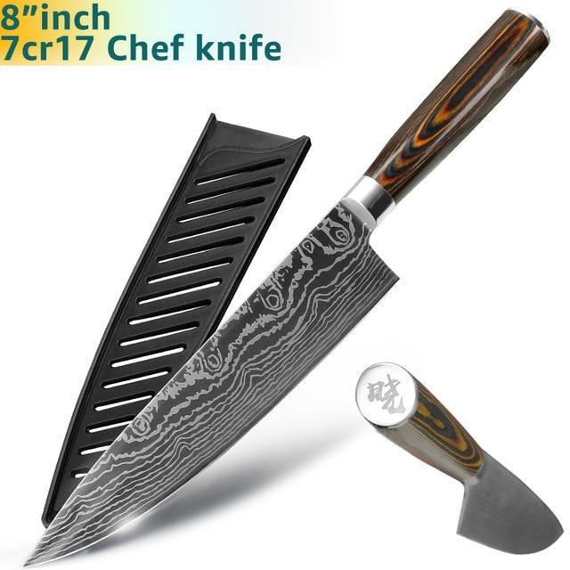 Sharp Japanese Chef Santoku Knife 8 Inch Stainless Steel - Fesara