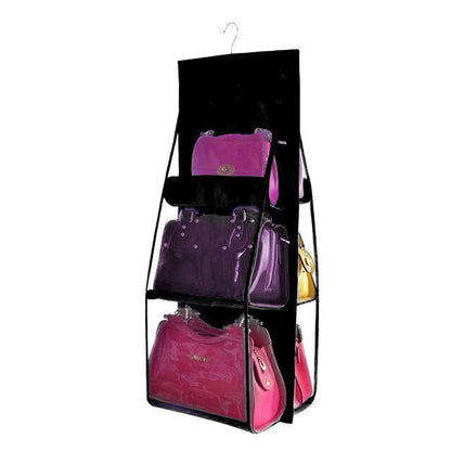 Hanging Closet Handbag Organizer 6 Pocket Clear Storage - Fesara