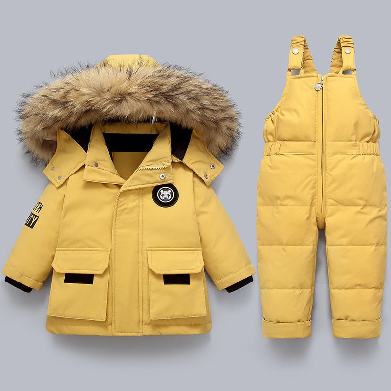 Warm Kids Snow Jacket with Furry Hood