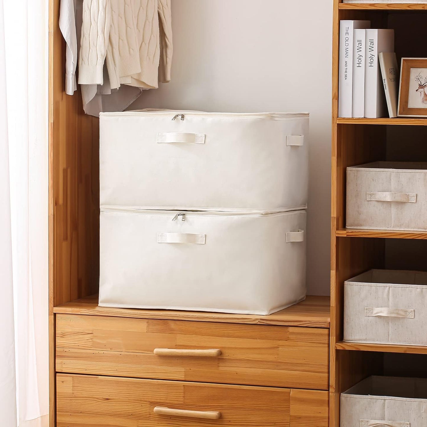 Collapsible Closet Storage Bag Set with Handles & Zipper