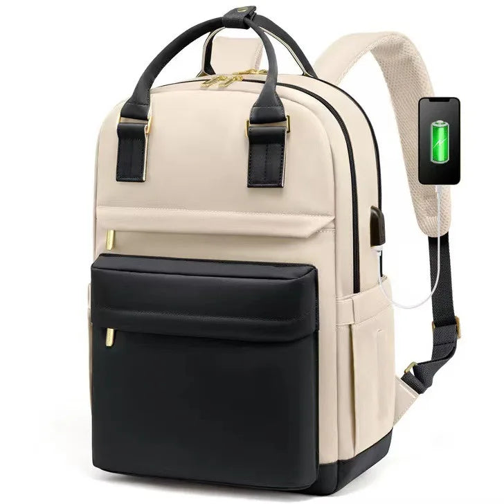 Waterproof 17-Inch Laptop Backpack with USB Charger