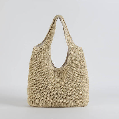 Natural Woven Large Tote Beach Bag For Women - Fesara
