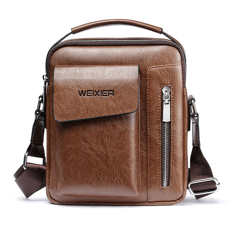 Stylish Men's Leather Crossbody Bag with Adjustable Strap - Fesara