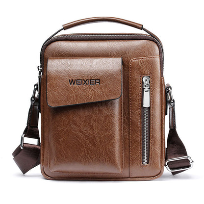 Stylish Men's Leather Crossbody Bag with Adjustable Strap - Fesara