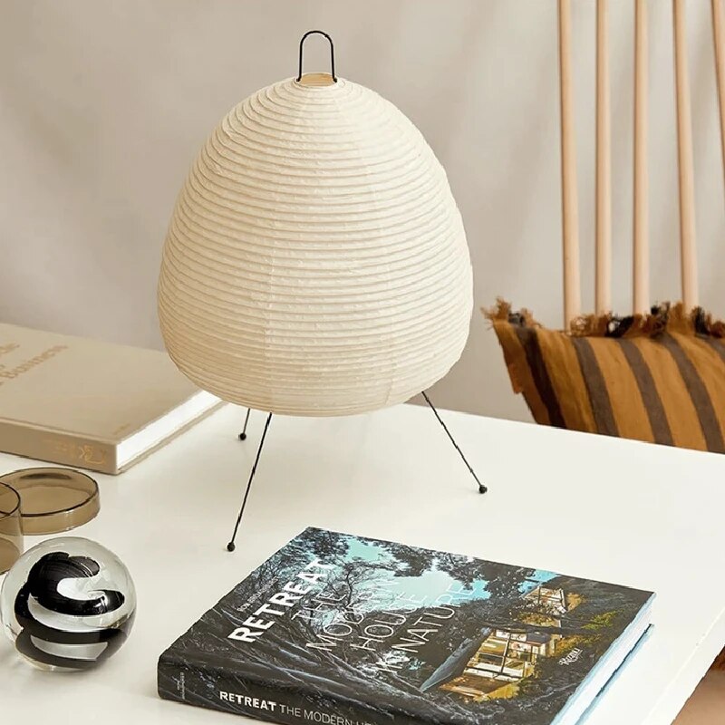 Traditional Round Paper Table Lamp with Warm Soft Light