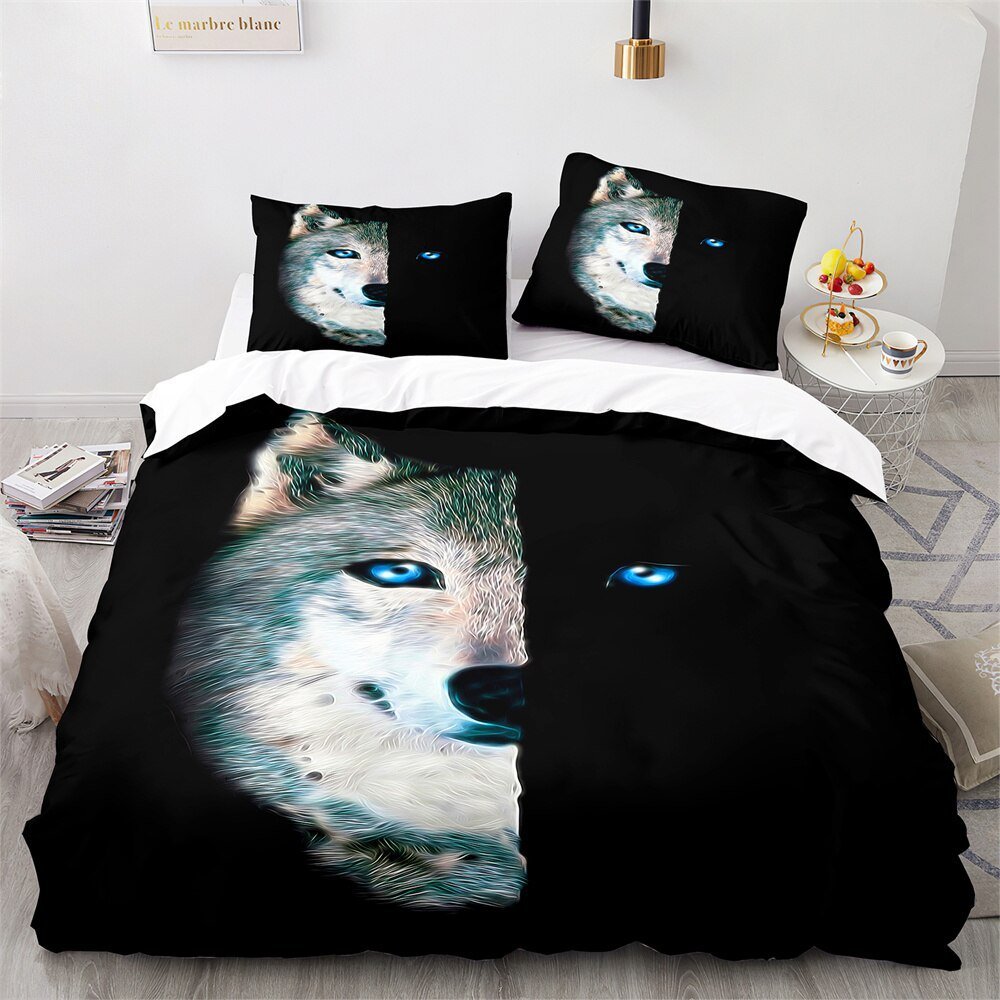 Cozy Childrens Wolf Duvet Cover Set - Fesara