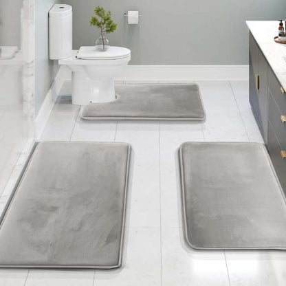 Plush 3-Piece Memory Foam Bathroom Mat Set - Fesara
