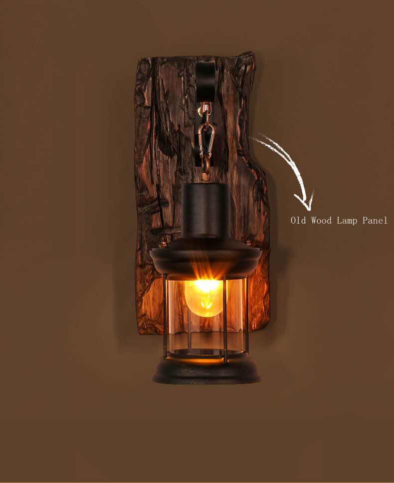 Classic Wood Glass Wall Lamp