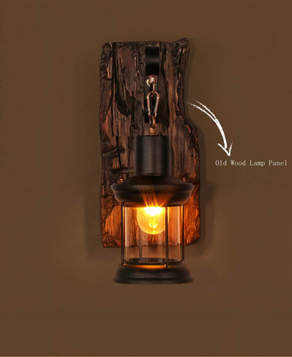 Classic Wood Glass Wall Lamp