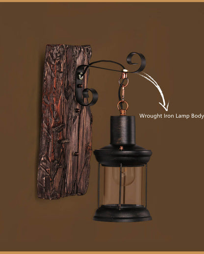 Classic Wood Glass Wall Lamp