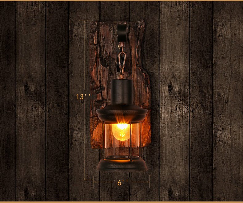 Classic Wood Glass Wall Lamp
