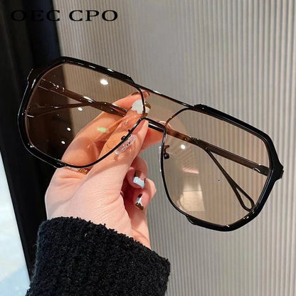 Trendy Square Sunglasses with UV Protection and Adaptive Lenses