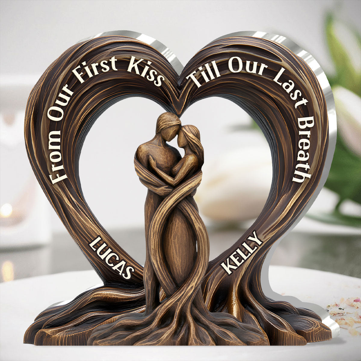 Personalized Wooden Tree Heart Shaped Wall Plaque