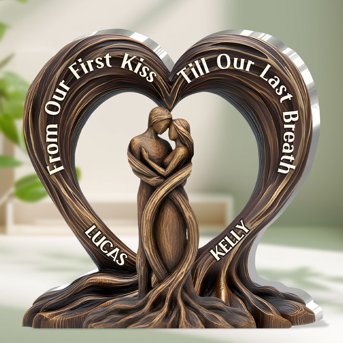 Personalized Wooden Tree Heart Shaped Wall Plaque - Fesara