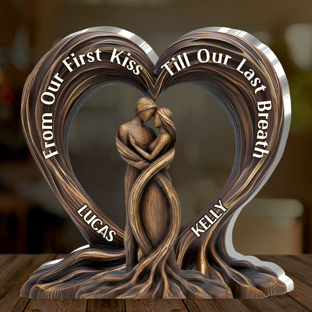 Personalized Wooden Tree Heart Shaped Wall Plaque