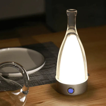 Elegant Glass Wine Bottle Desk Lamp