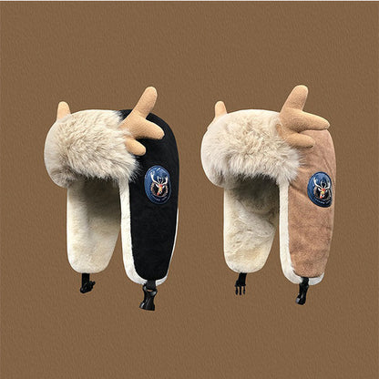 Warm Deer Antler Ski Beanie Hat - Fesara