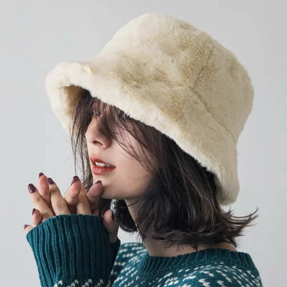 Warm Women's Faux Fur Winter Bucket Hat