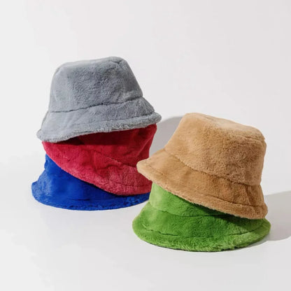 Warm Women's Faux Fur Winter Bucket Hat