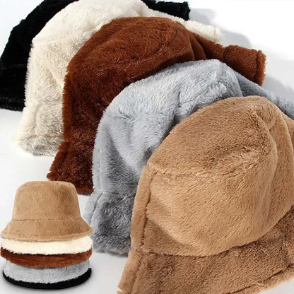 Warm Women's Faux Fur Winter Bucket Hat