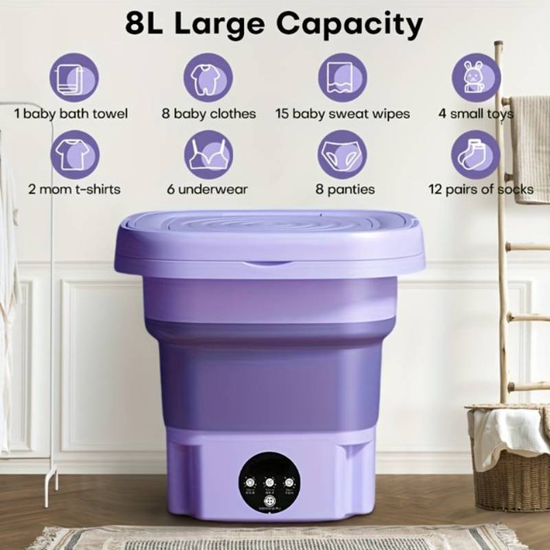 Portable Compact 8L Laundry Washer Dryer