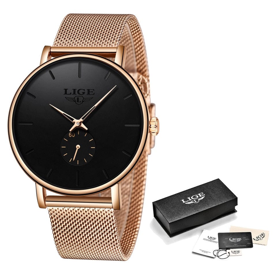 Premium Water Resistant Quartz Watch - Stainless Steel Mesh Strap
