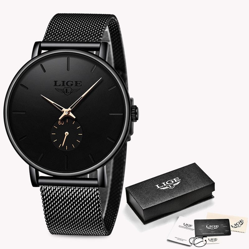 Premium Water Resistant Quartz Watch - Stainless Steel Mesh Strap