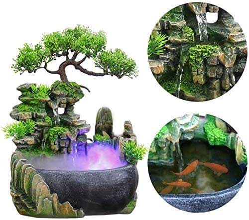Soothing Desk Fountain with LED Light for Home Decor