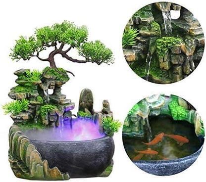 Soothing Desk Fountain with LED Light for Home Decor