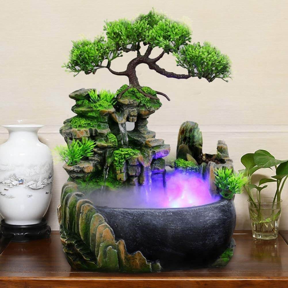 Soothing Desk Fountain with LED Light for Home Decor