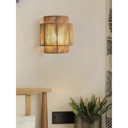 Natural Rattan Woven Wall Light Fixture