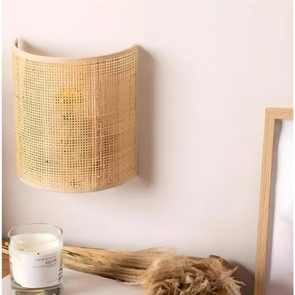 Natural Rattan Woven Wall Light Fixture