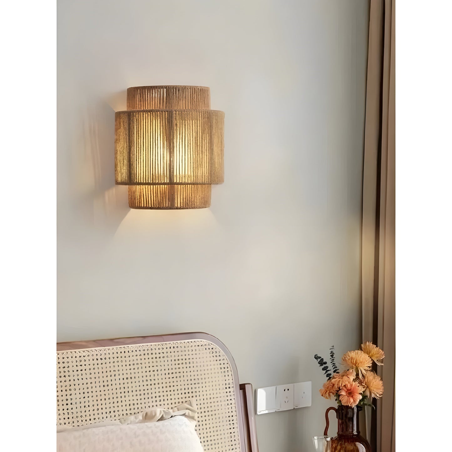 Natural Rattan Woven Wall Light Fixture