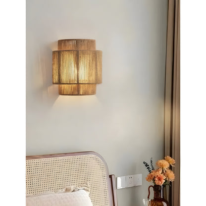 Natural Rattan Woven Wall Light Fixture