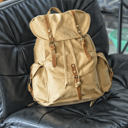 Tactical Canvas Backpack Durable Hiking Rucksack