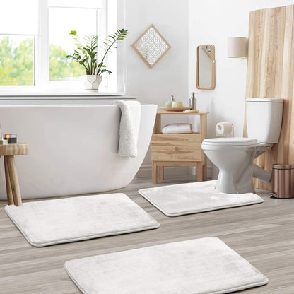 Plush 3-Piece Bathroom Mat Set - Soft and Non Slip