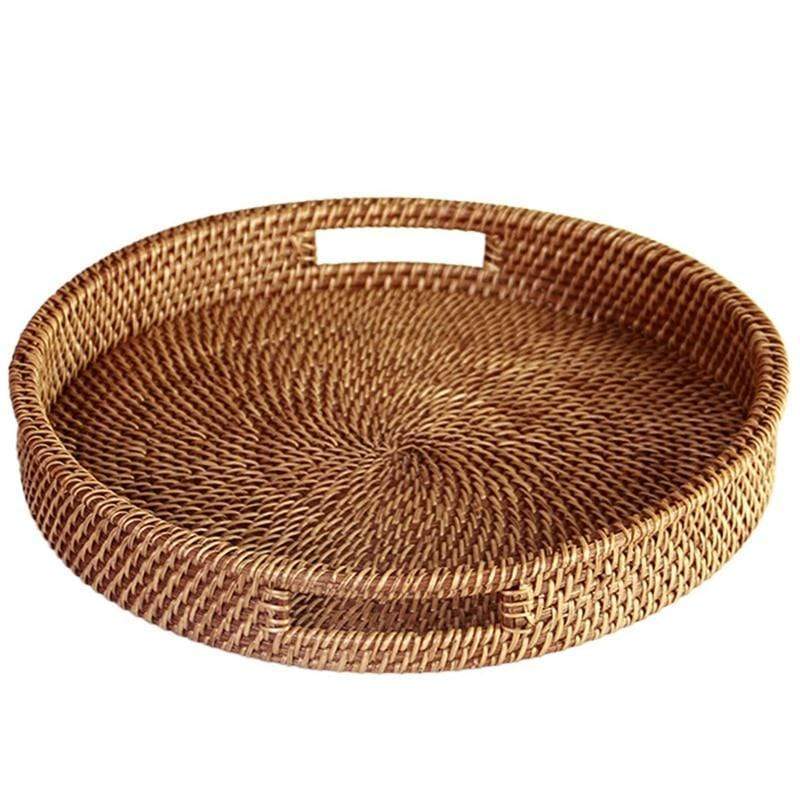 Woven Rattan Serving Tray - Classic Wicker Home Decor - Fesara