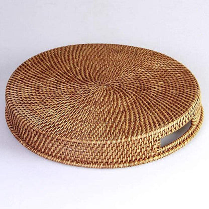 Woven Rattan Serving Tray - Classic Wicker Home Decor