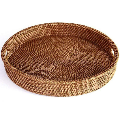 Woven Rattan Serving Tray - Classic Wicker Home Decor
